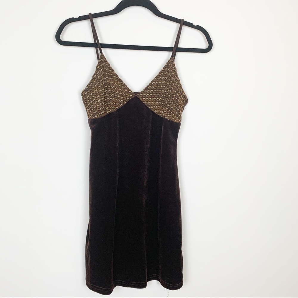 VTG Velvet Crochet Babydoll Mini Slip Dress